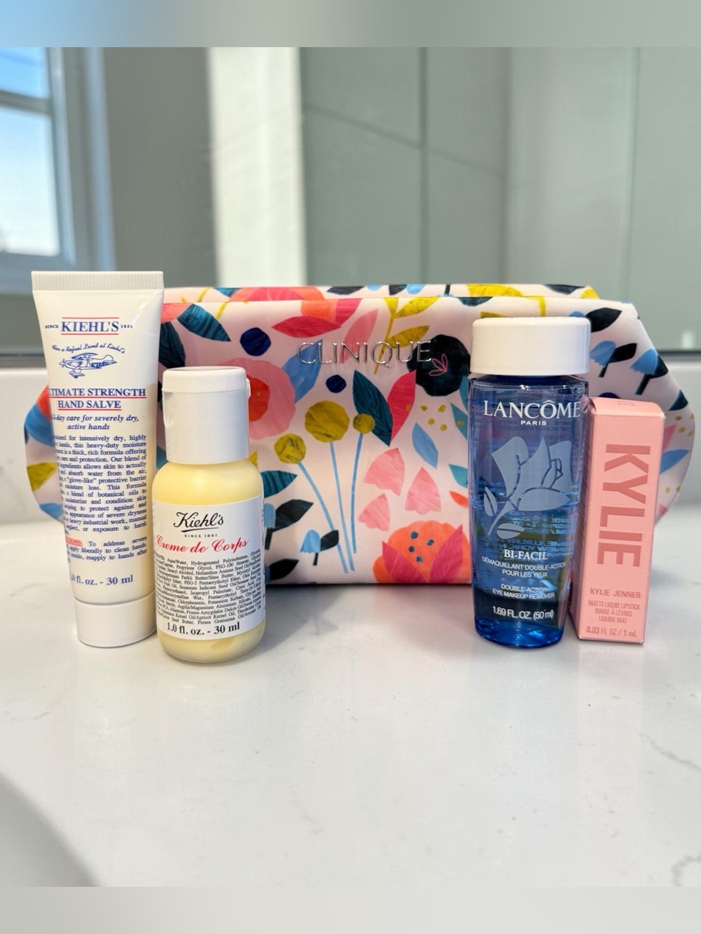 Kiehls, Lancôme, Kylie Beauty Bundle with Clinique Floral Makeup Bag